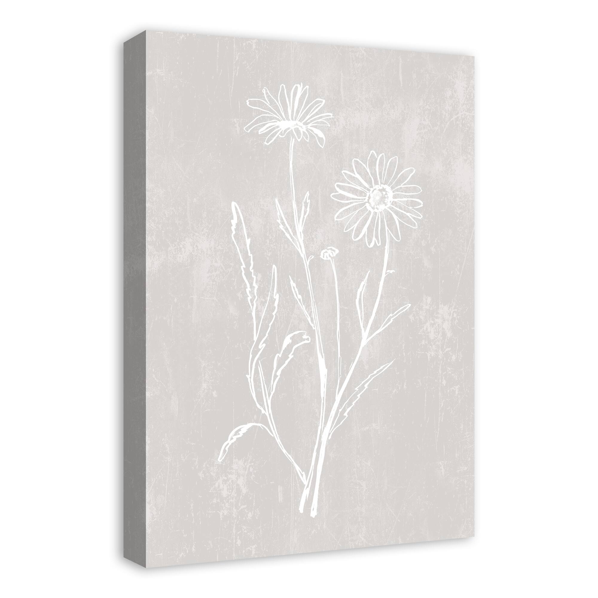 Simple White Floral I Canvas Wall Art